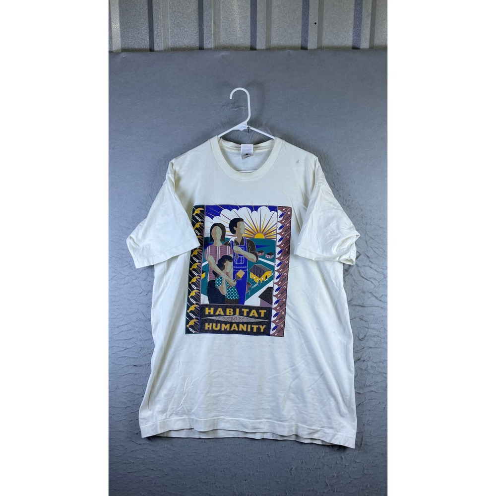 Fruit of the Loom T-Shirt Mens XL Cream Good Habitat for Humanity Graphic USA